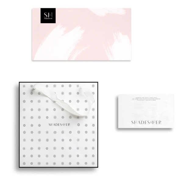Shades of Her beauty brand collateral design 