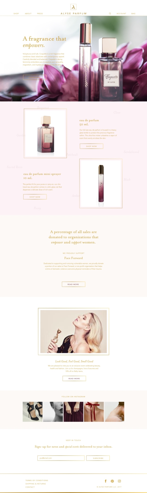 Alyse Parfums boutique fragrance brand Shopify website design 