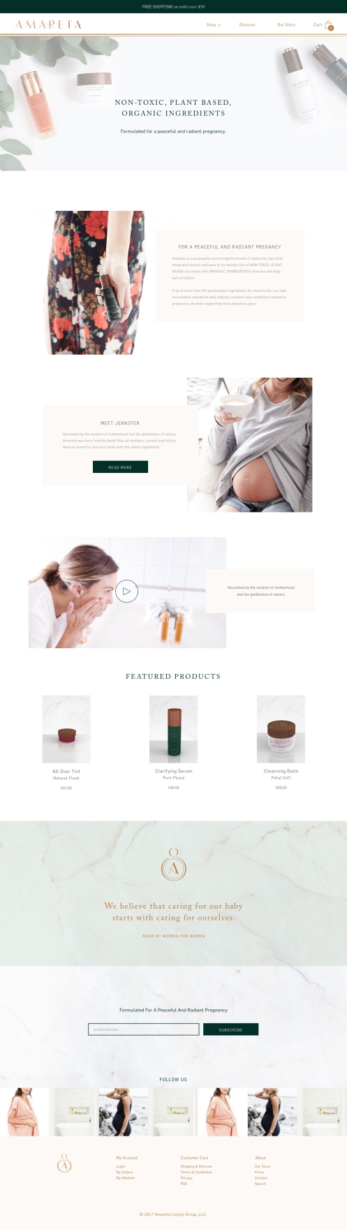 Amareta Skincare Shopify Website Design 