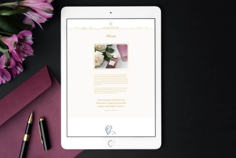 Alyse Parfums boutique fragrance brand ecommerce website design 