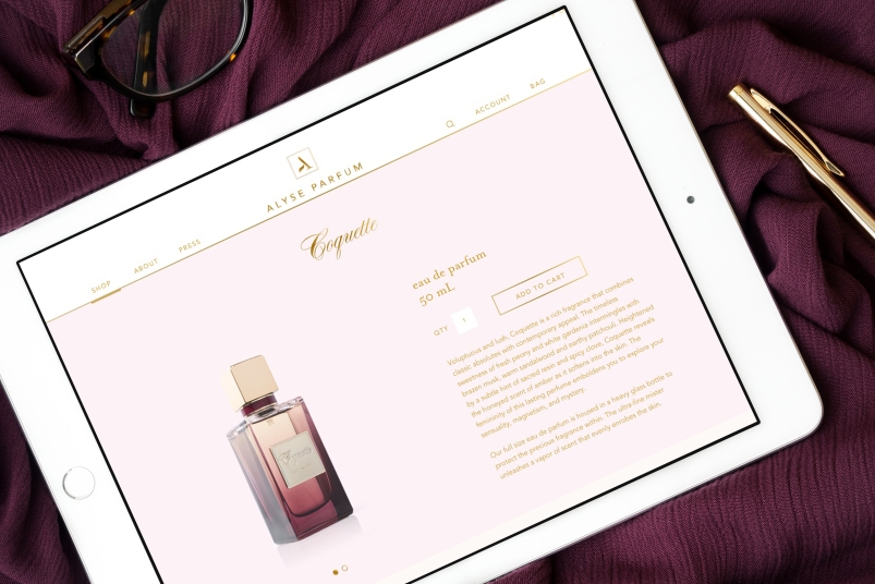 Alyse Parfums boutique fragrance brand mobile site design 