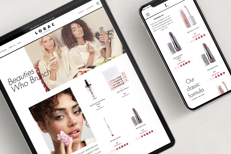 Lorac cosmetics mobile site design 