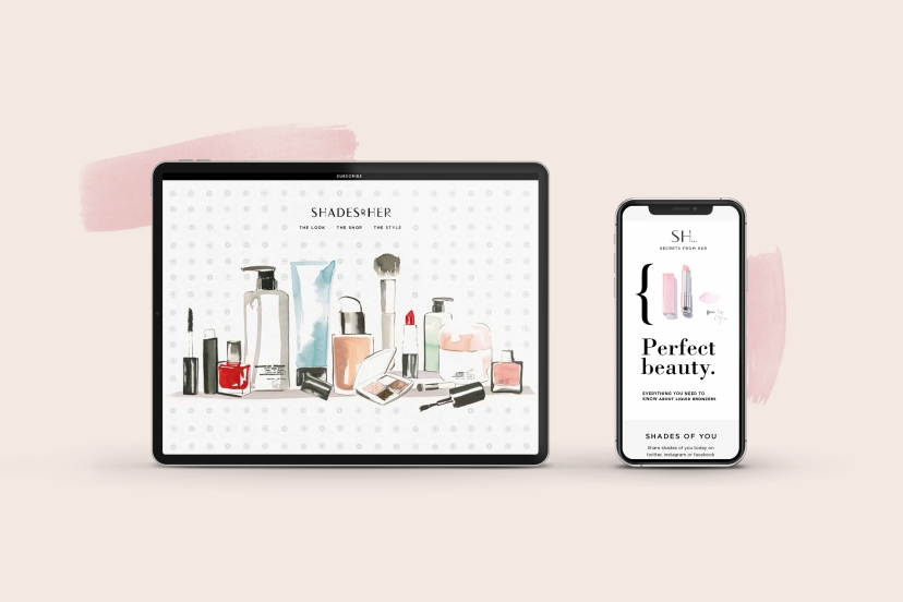 Shades of Her beauty brand mobile site design 